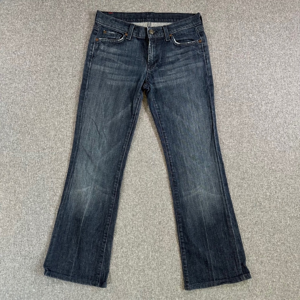 7 For All Mankind Womens Dojo Flare Jeans Dark Wash Denim Sz 27 MADE IN USA Y2K
